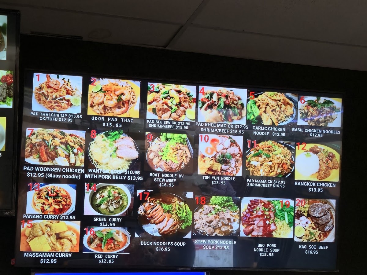 P Dern Thai Kitchen, Niles, IL menu board