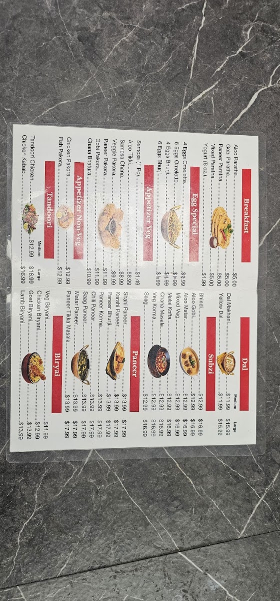 Panjabi Dhaba menu board
