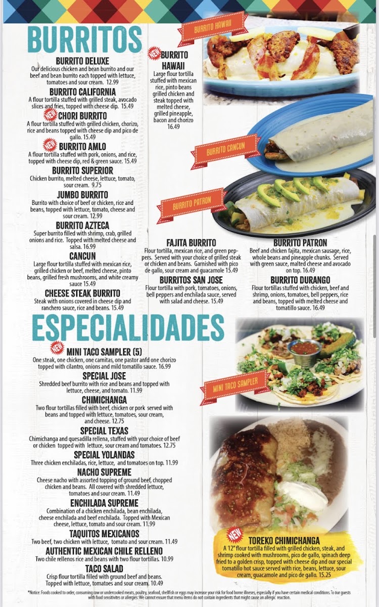 1942 Tacos & Tequila menu board