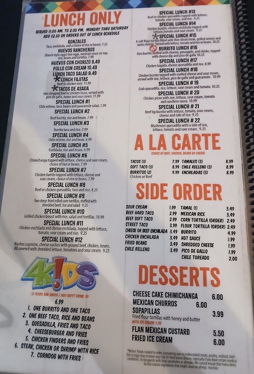 1942 Tacos & Tequila menu board