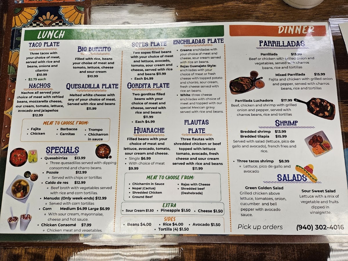 Taco Luchador menu board