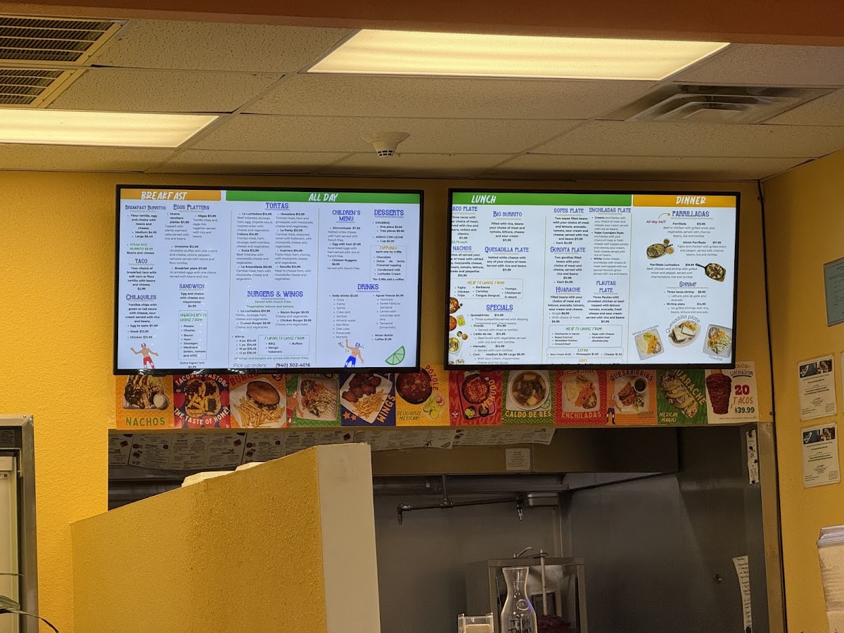 Taco Luchador menu board