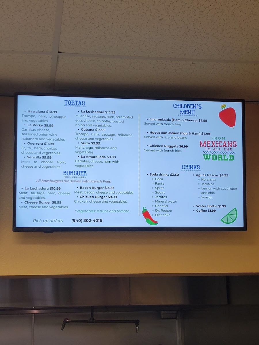 Taco Luchador menu board