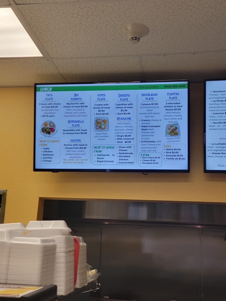 Taco Luchador menu board