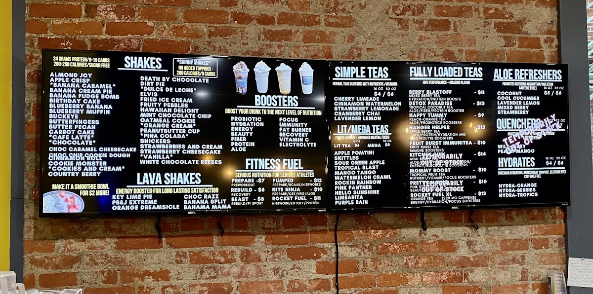 The Well Nutrition menu board
