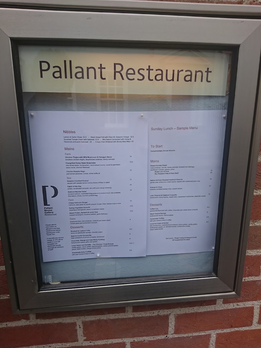 Pallant Cafe chichester menu board