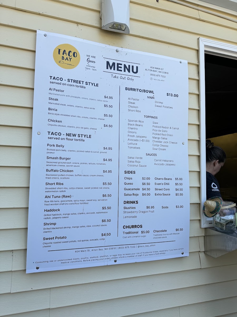 Taco Bay - Alton menu board