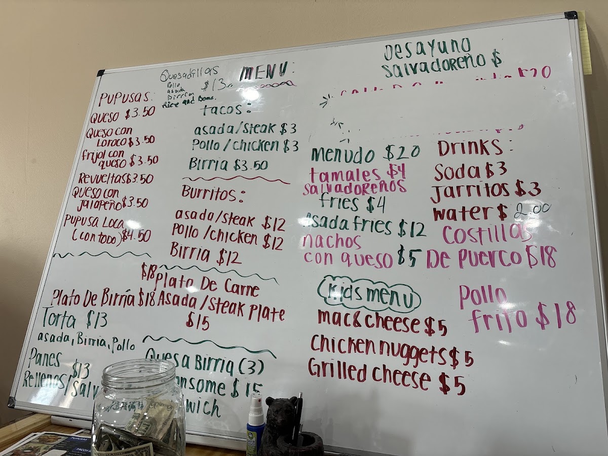 Sabor Latino menu board
