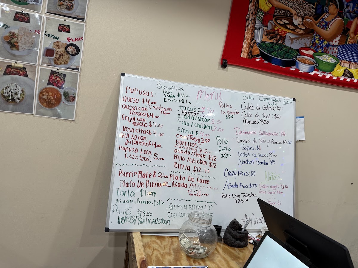 Sabor Latino menu board