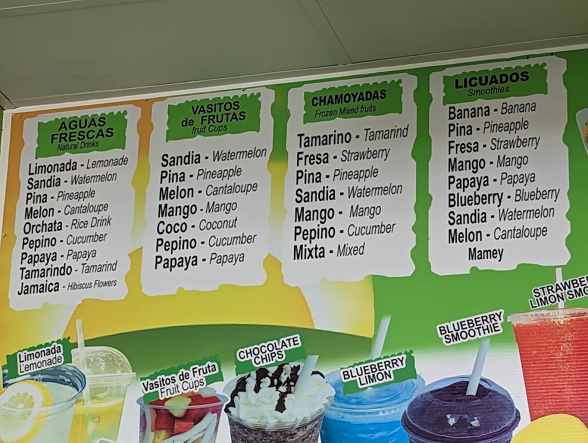 Fruit Cup Morales menu board
