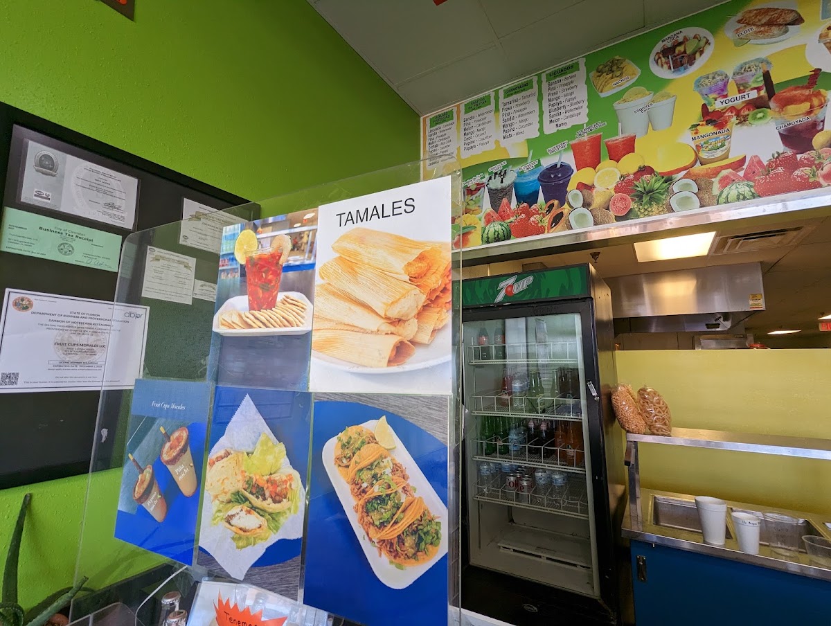 Fruit Cup Morales menu board