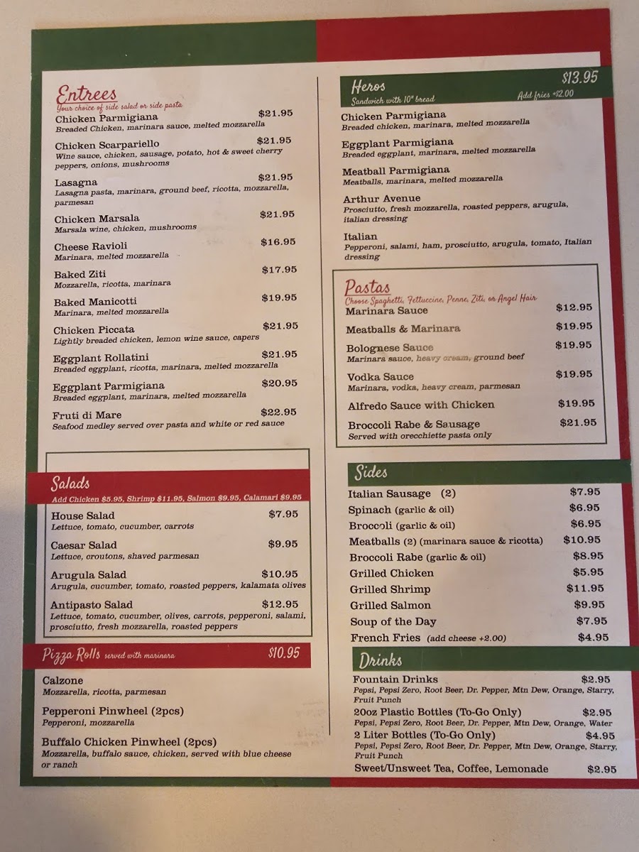 La Trattoria menu board