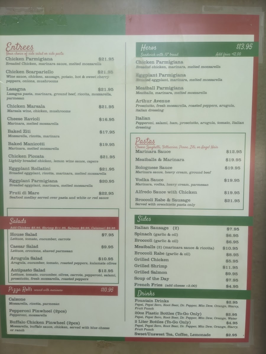 La Trattoria menu board