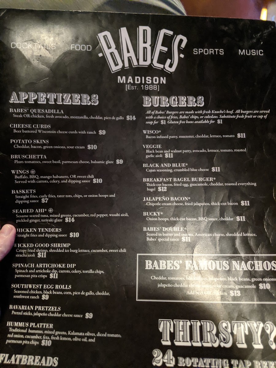 Babes At Vitense Grill And Bar menu board