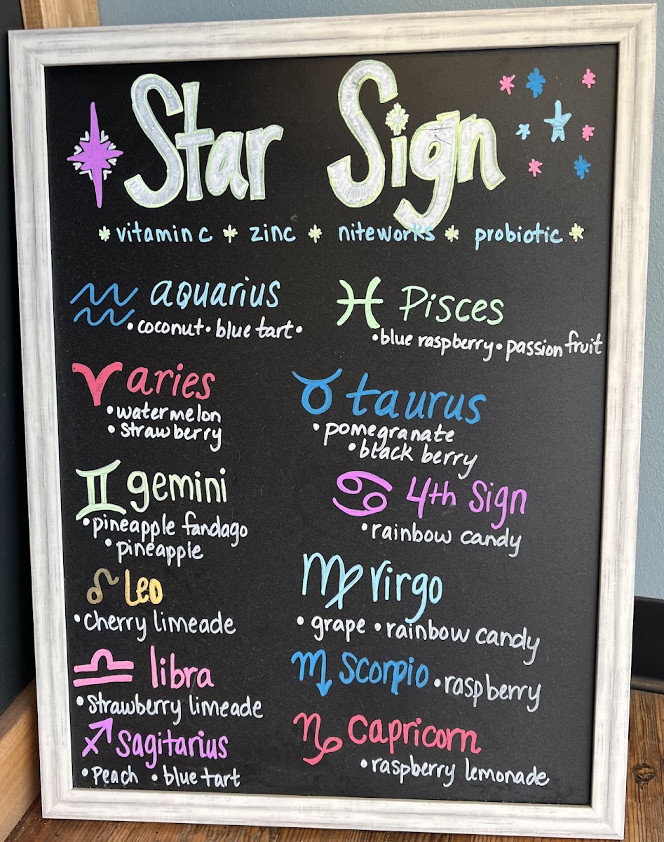 Wig'N Out Nutrition menu board