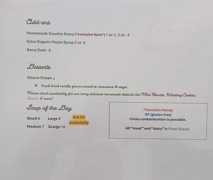 Vida Verde menu board