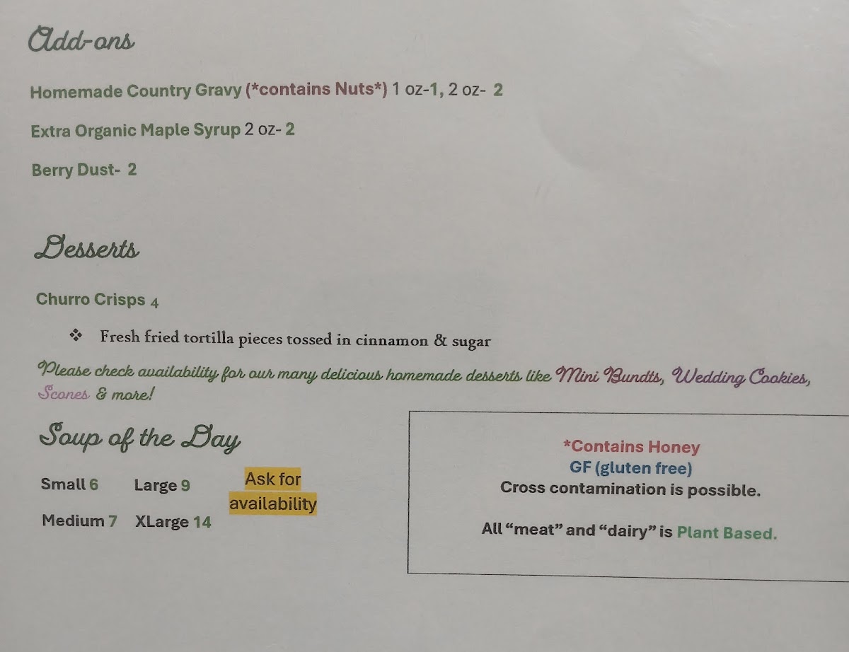 Vida Verde menu board