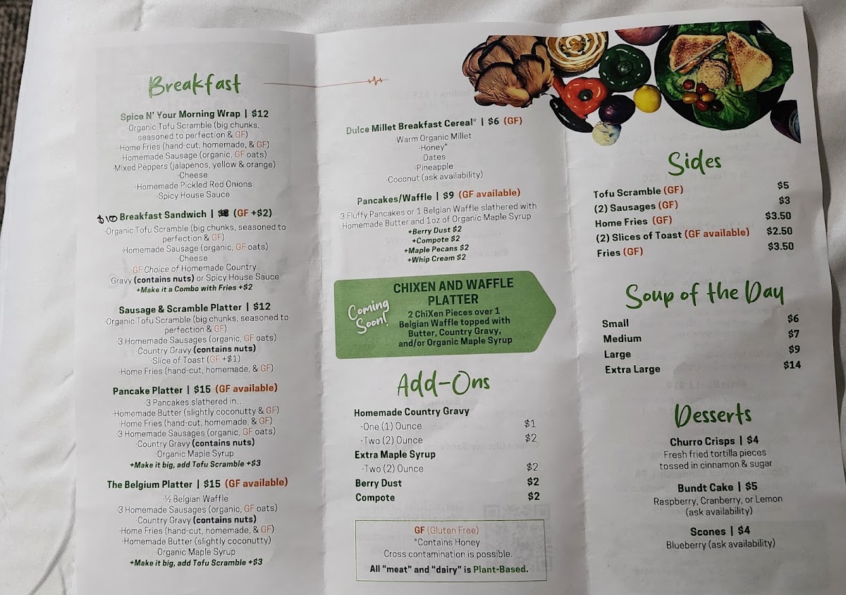 Vida Verde menu board