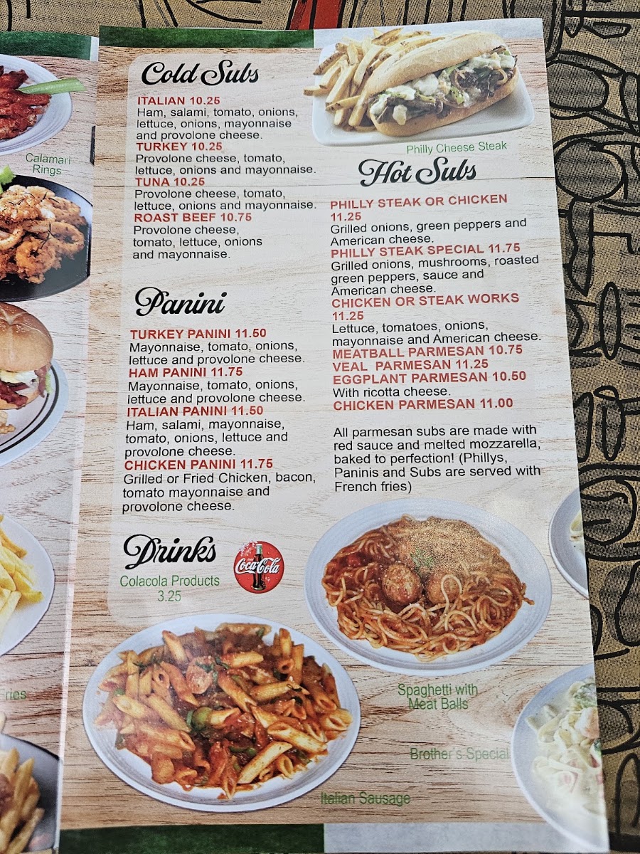 2 Brothers Italian Cuisine menu board