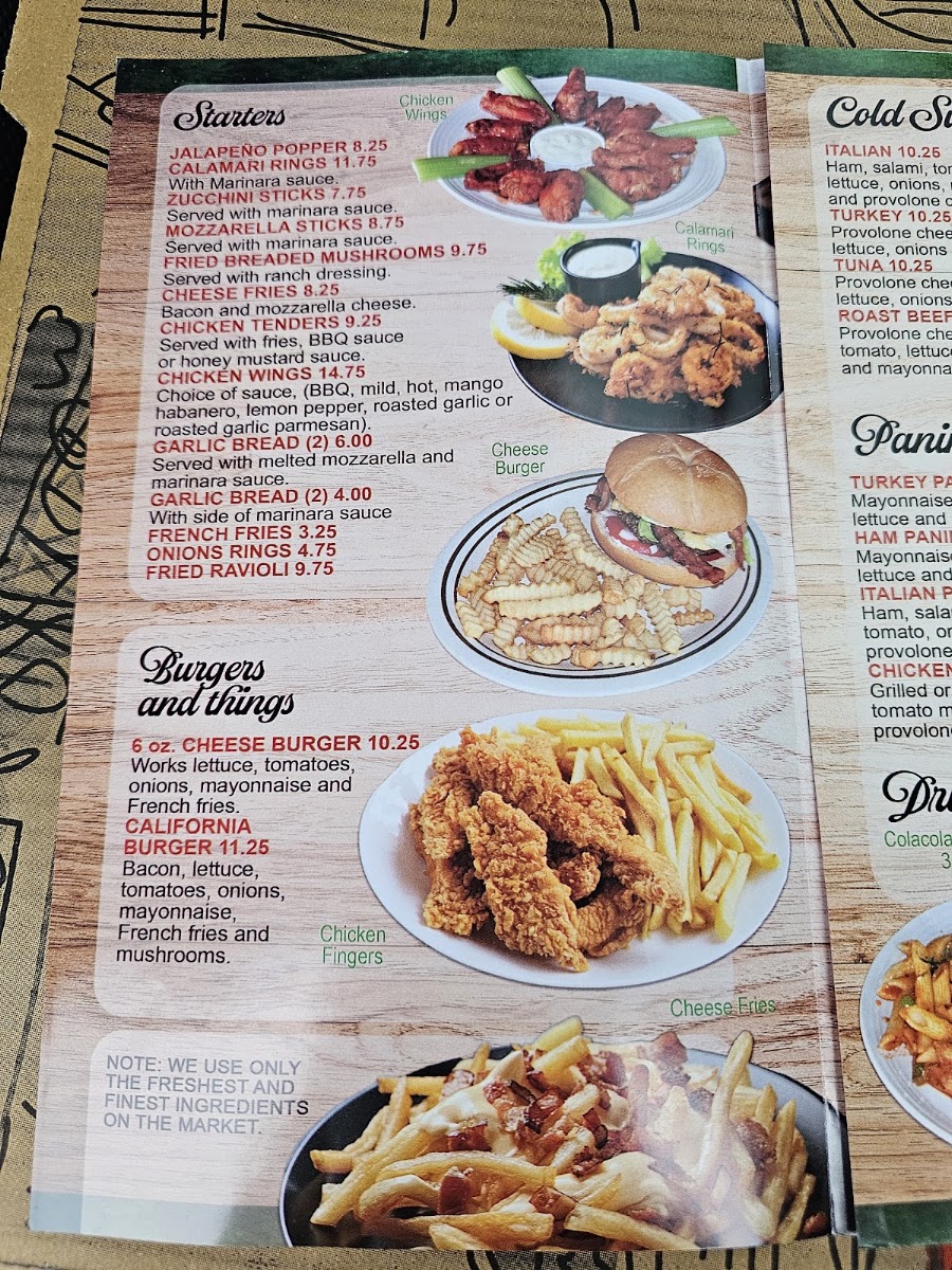 2 Brothers Italian Cuisine menu board