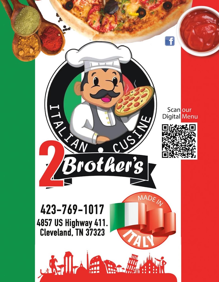 2 Brothers Italian Cuisine menu board