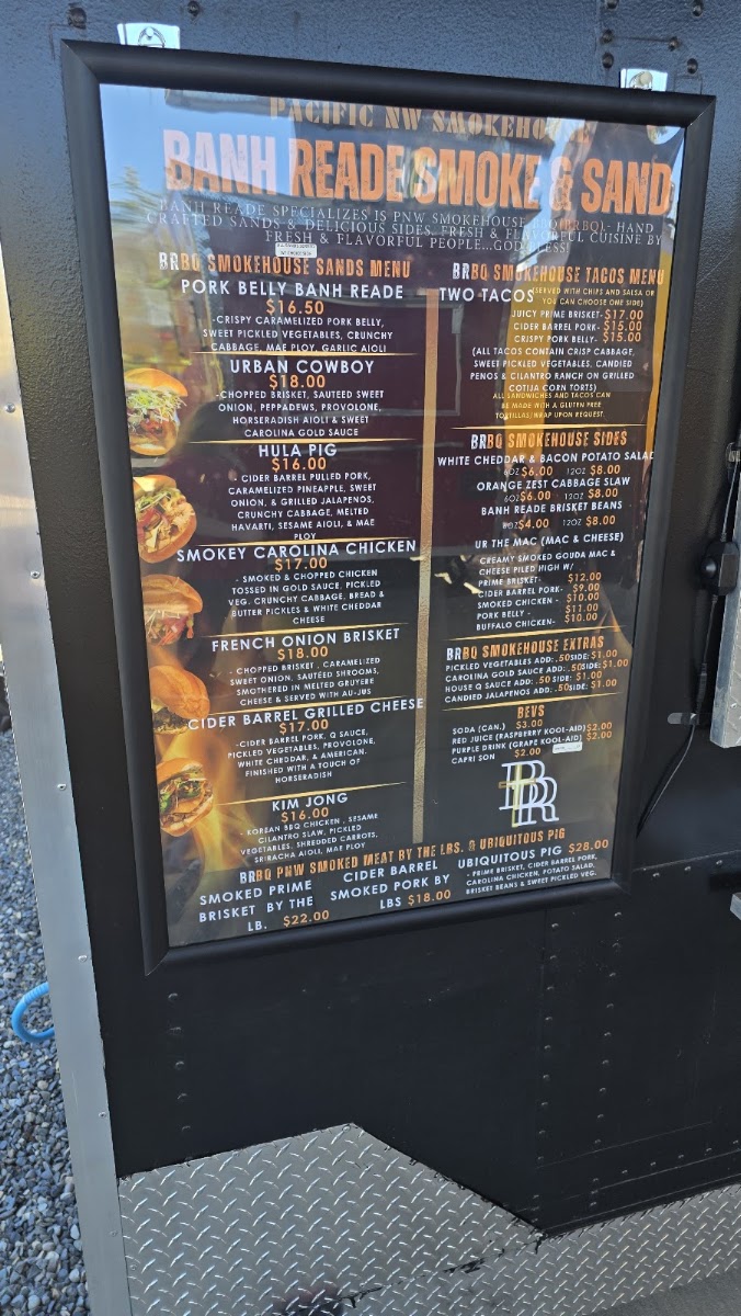 Banh Reade Smoke & Sand menu board