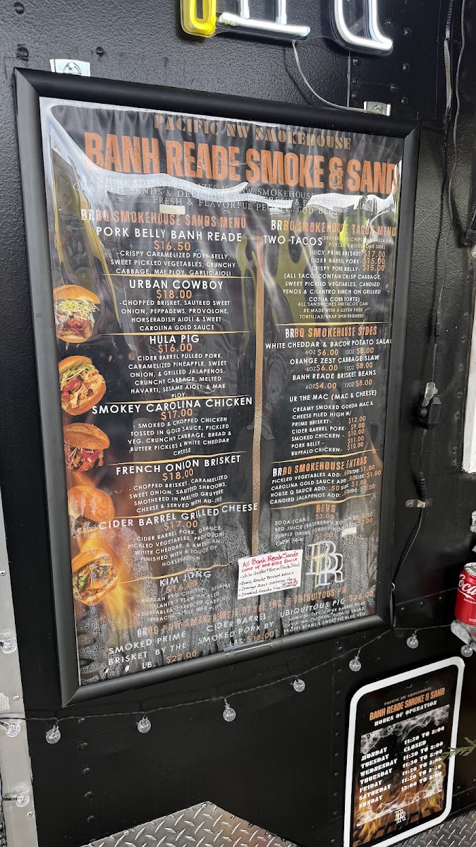 Banh Reade Smoke & Sand menu board