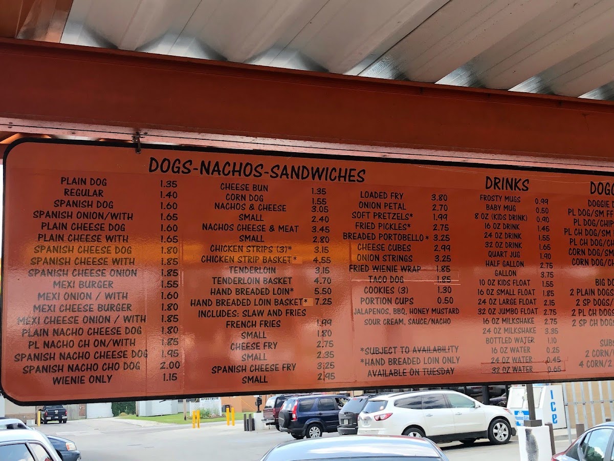 B&K Rootbeer menu board