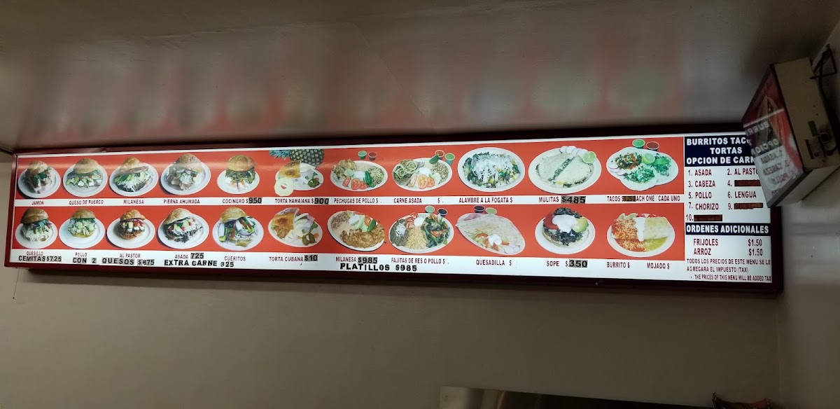 Cemitas Poblanas menu board