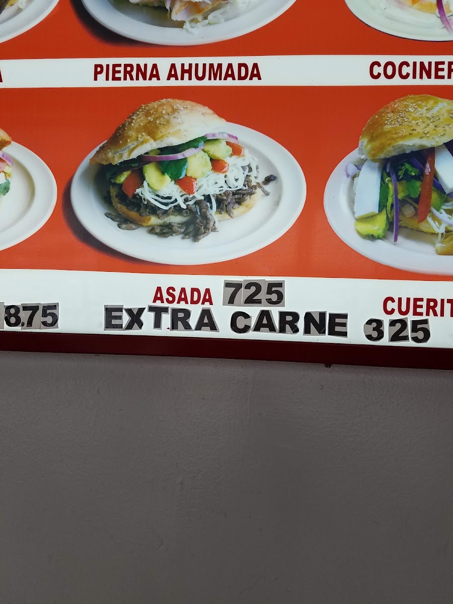 Cemitas Poblanas menu board