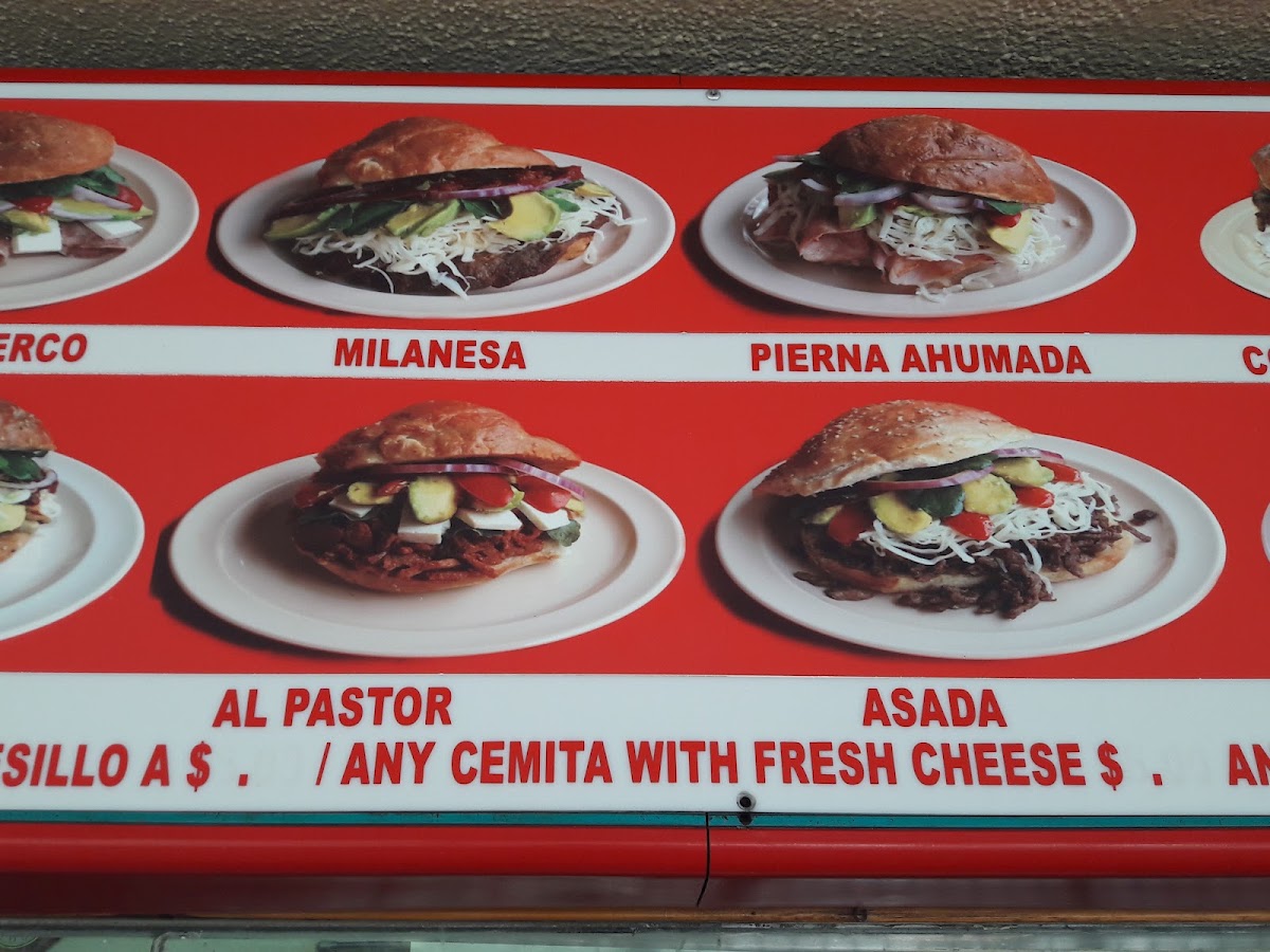Cemitas Poblanas menu board