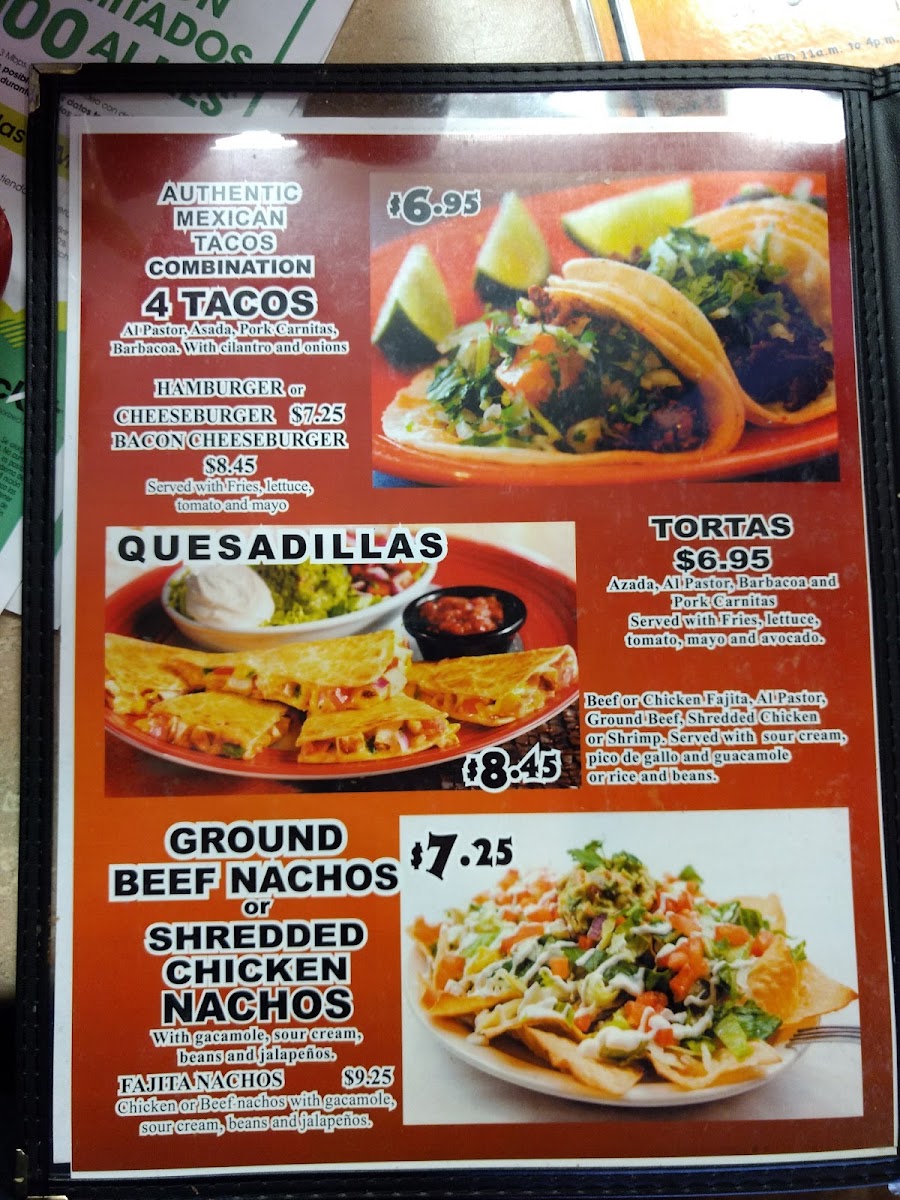 El Rinconcito De Hope menu board