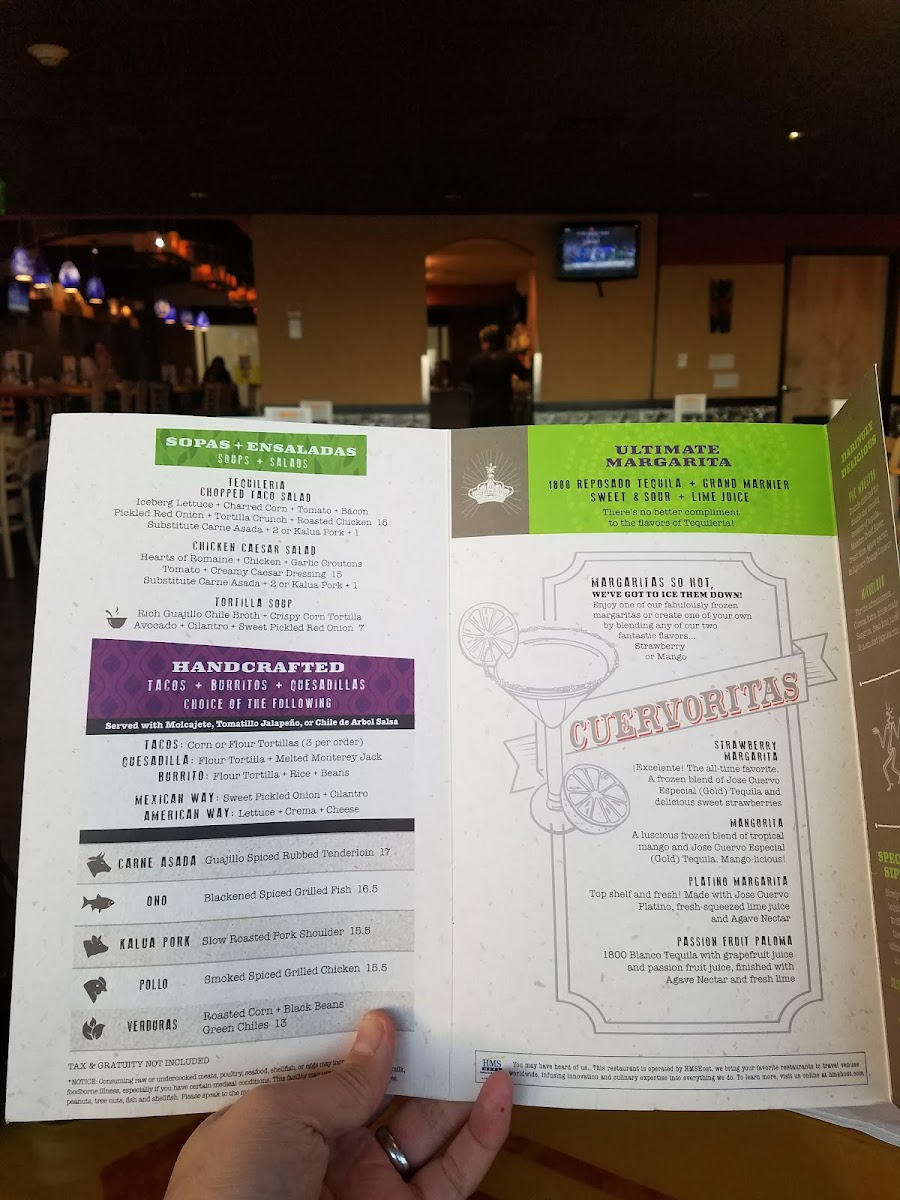 Tequileria Restaurante y Cantina menu board