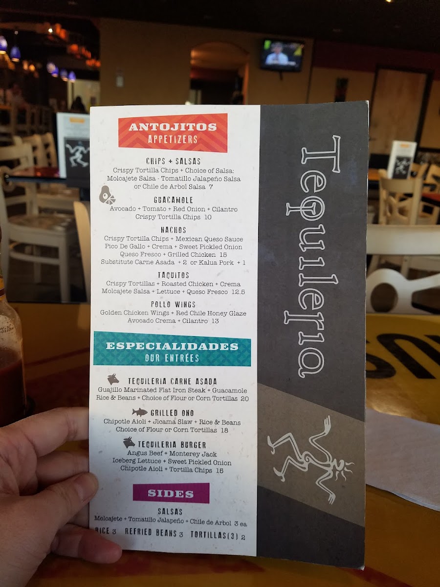 Tequileria Restaurante y Cantina menu board