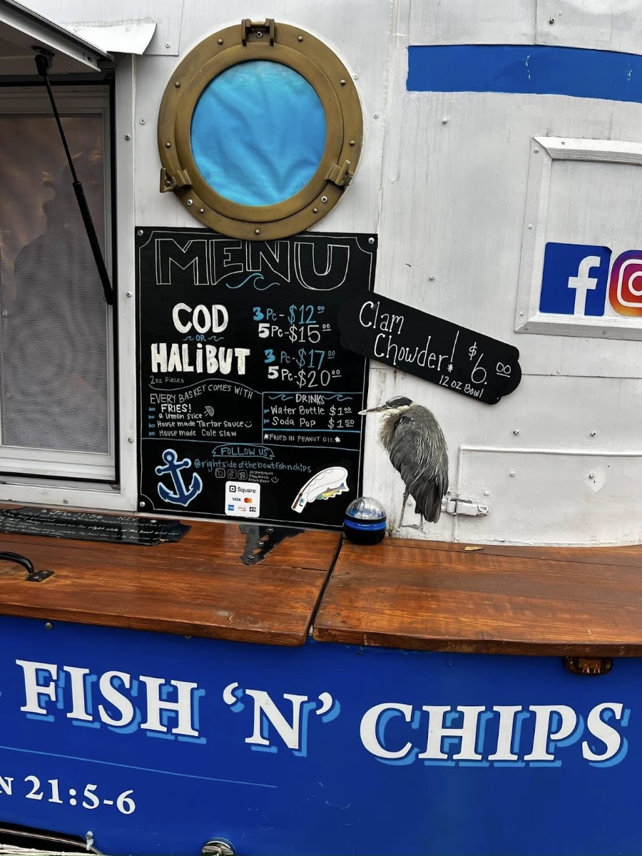 Right Side of the Boat Fish’N’Chips menu board