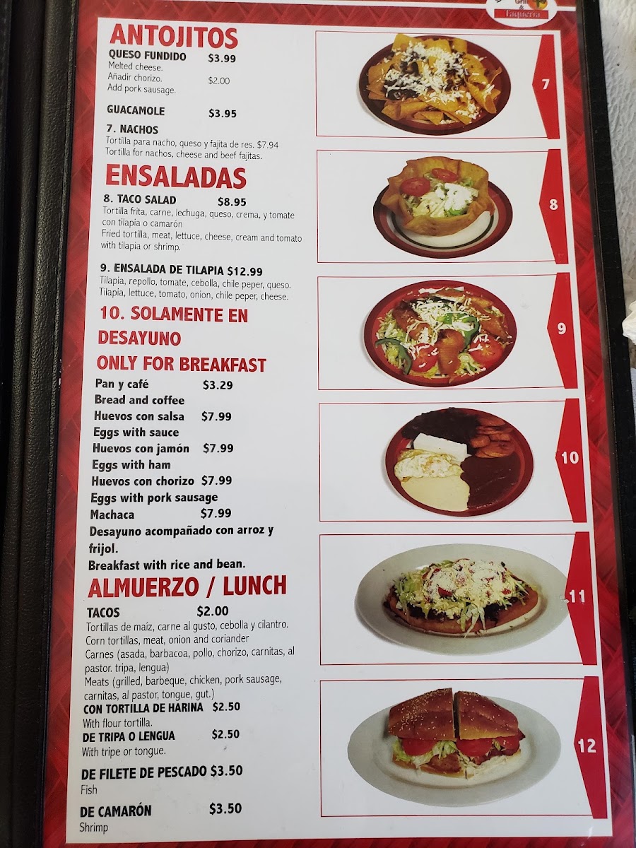 San Luis Grill menu board
