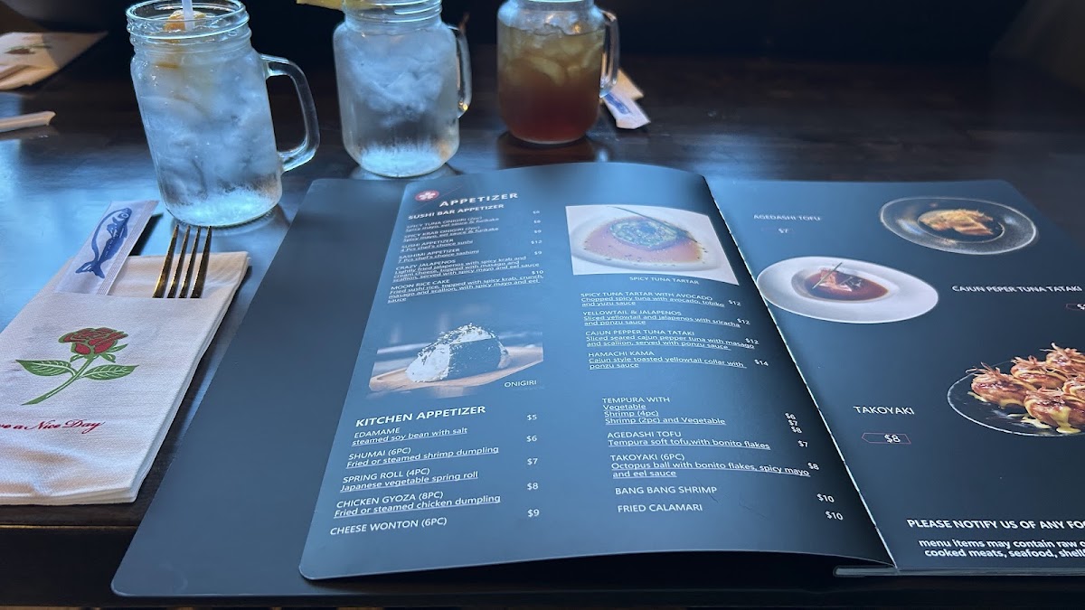 Hana Sushi Asian Cuisine menu board