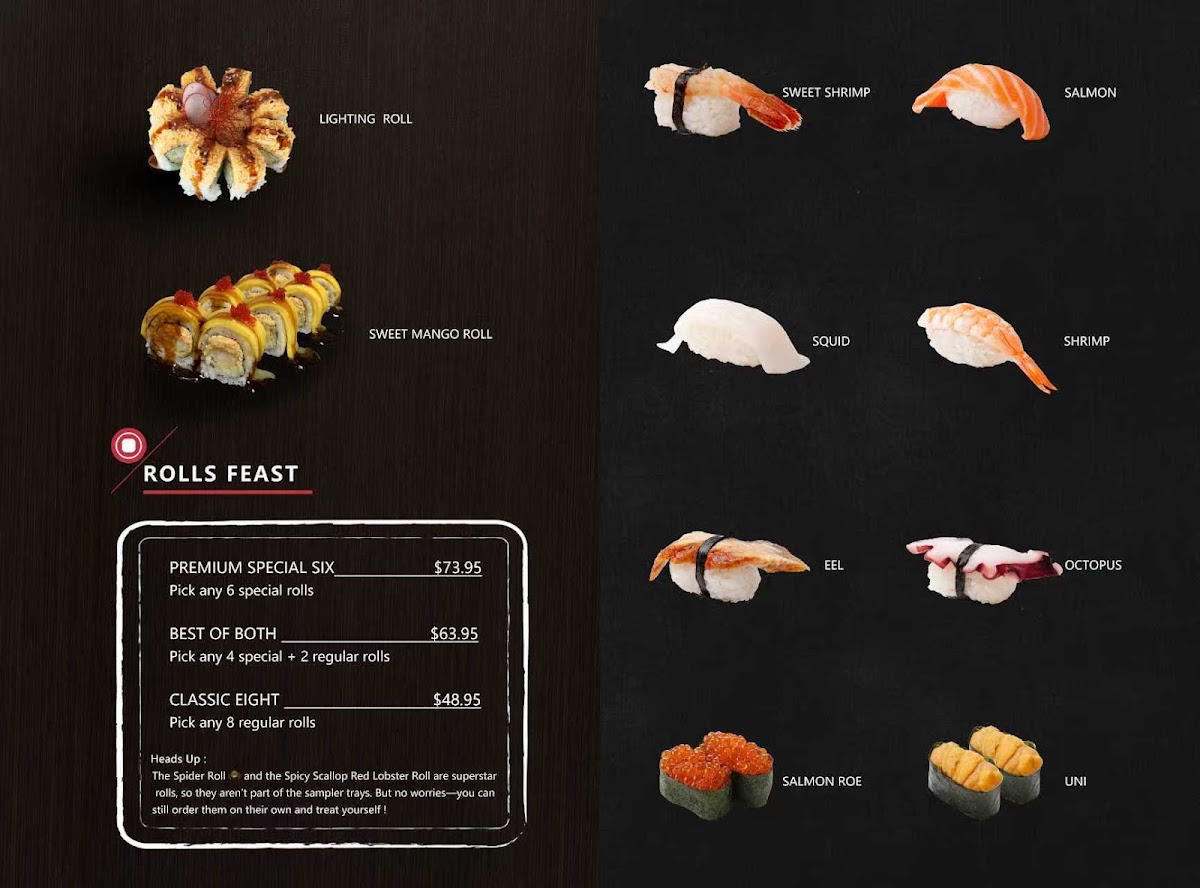 Hana Sushi Asian Cuisine menu board