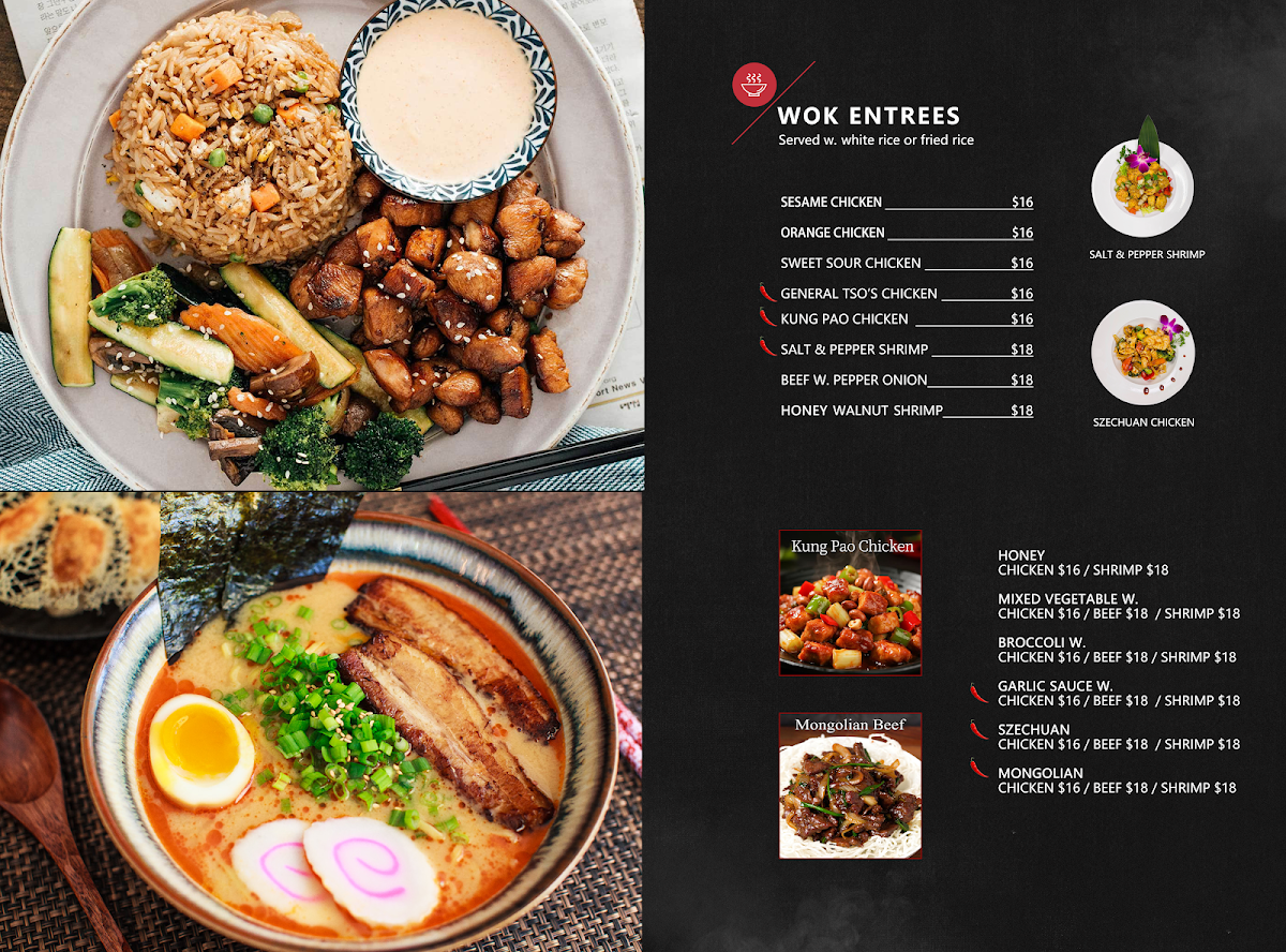 Hana Sushi Asian Cuisine menu board