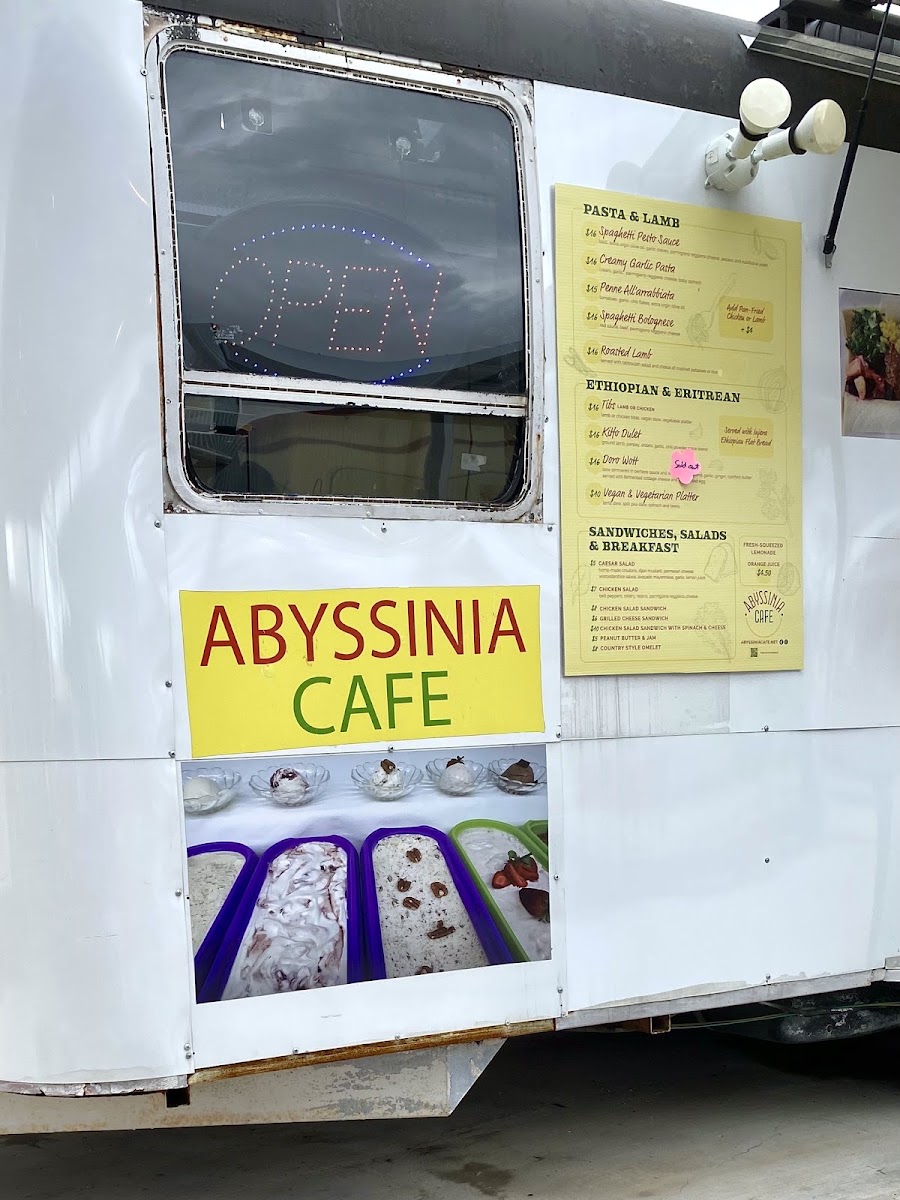 Abyssinia cafe menu board