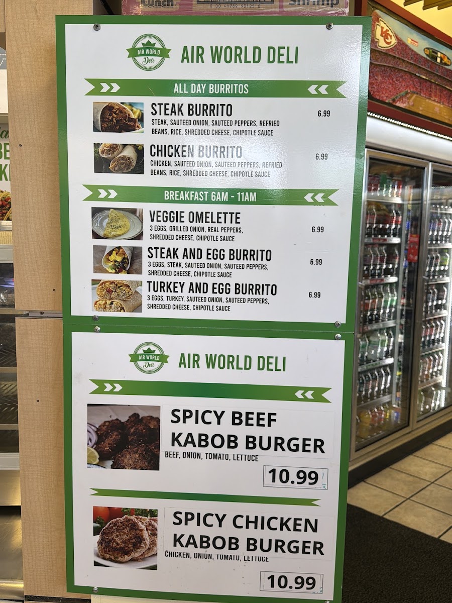 Air World Deli menu board