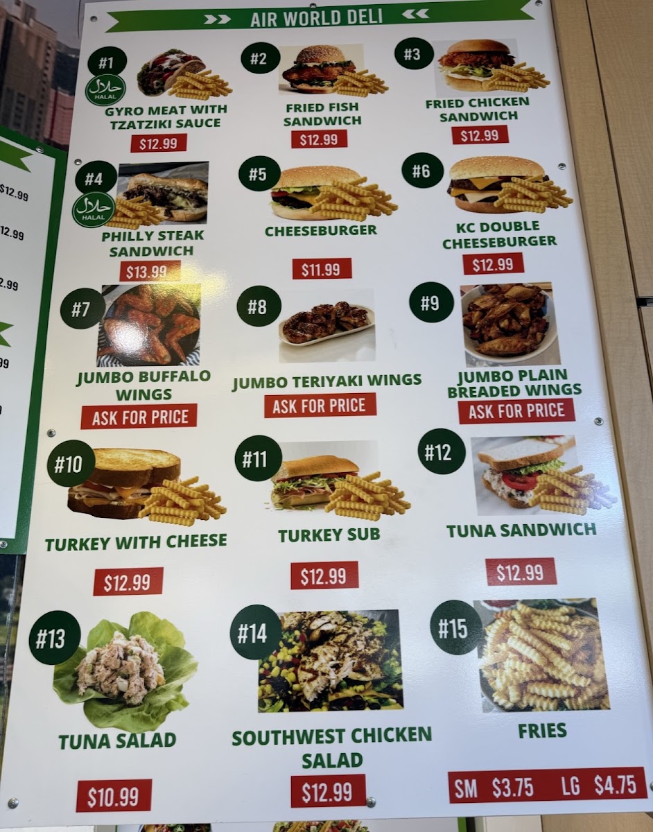 Air World Deli menu board