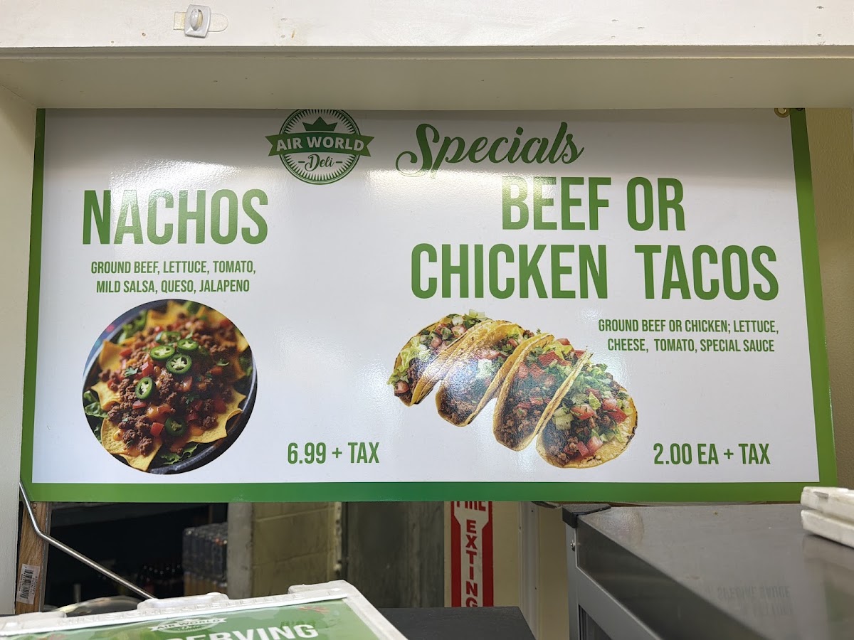 Air World Deli menu board