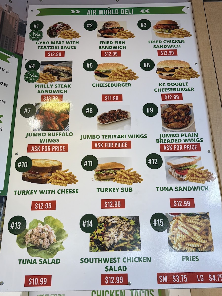 Air World Deli menu board