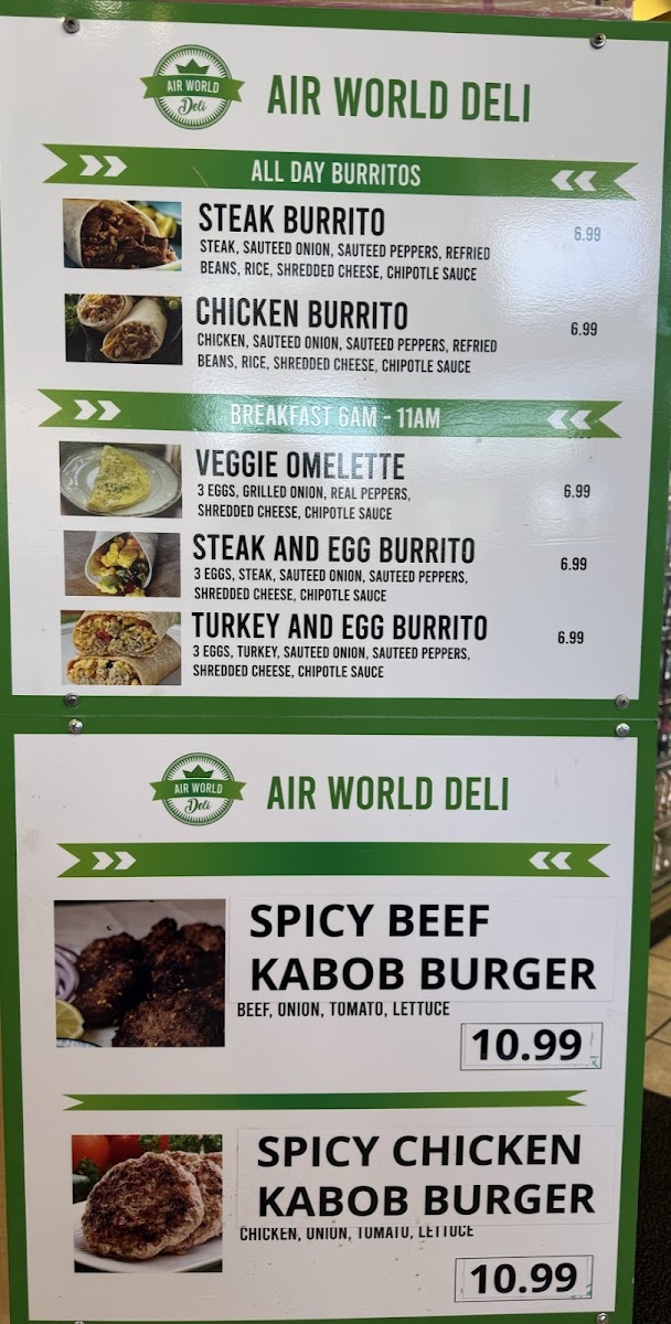 Air World Deli menu board