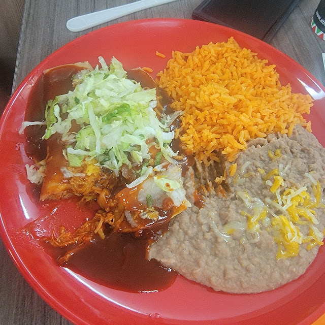 Chicken Enchiladas with Lettuce and Cheese