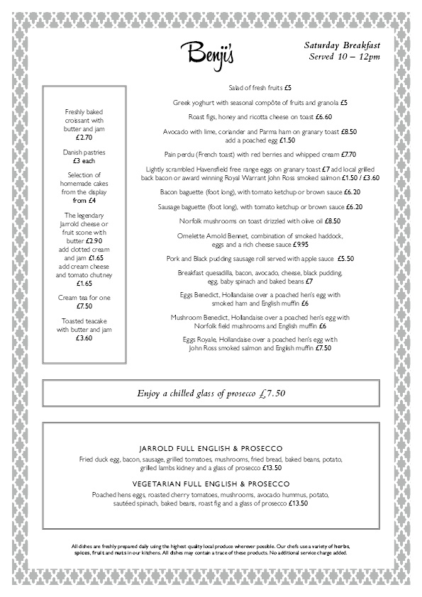 Cafe Benji menu board