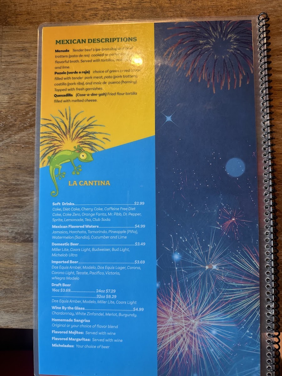 Iguana’s Taqueria Restaurant menu board