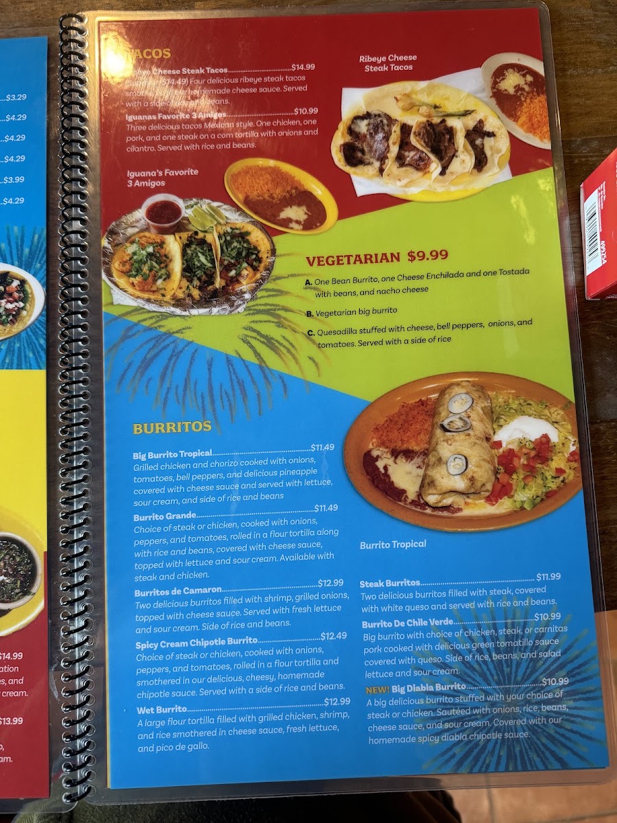 Iguana’s Taqueria Restaurant menu board