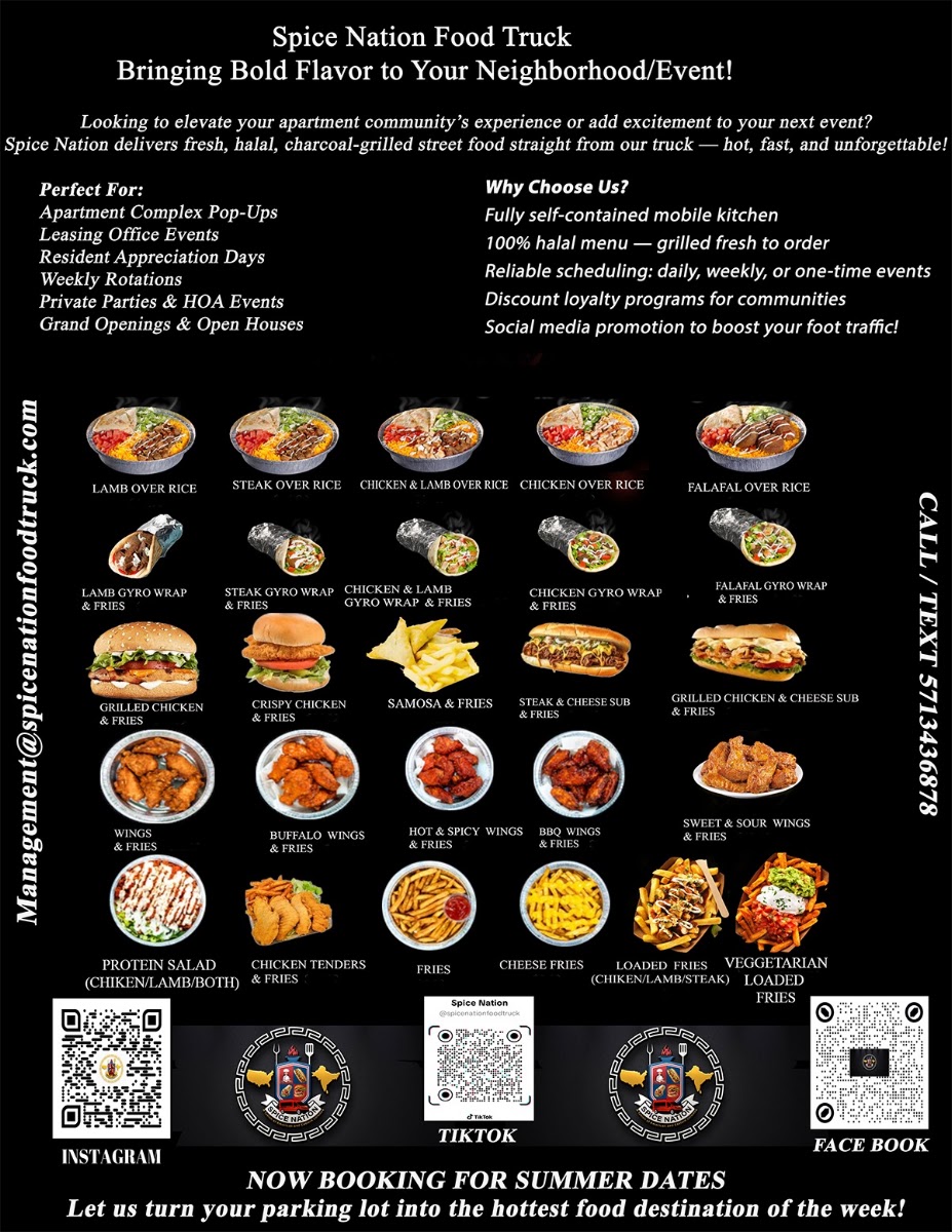 SpiceNation Food Truck menu board